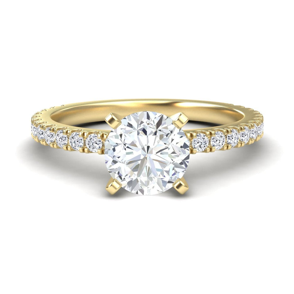 White diamond french pave solitaire engagement ring