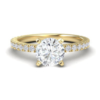 White Diamond French Pave Solitaire Engagement Ring - Indie