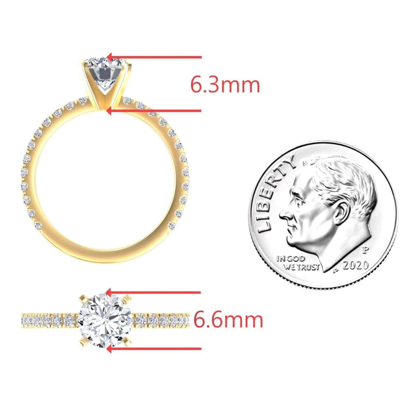 White Diamond French Pave Solitaire Engagement Ring - Indie