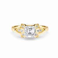 White Diamond Floral Accent Engagement Ring - Soledad