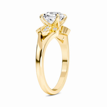 White Diamond Floral Accent Engagement Ring - Soledad