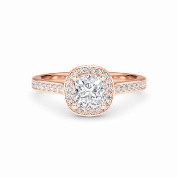 White Diamond Pave Set Classic Halo Engagement Ring - Mallory