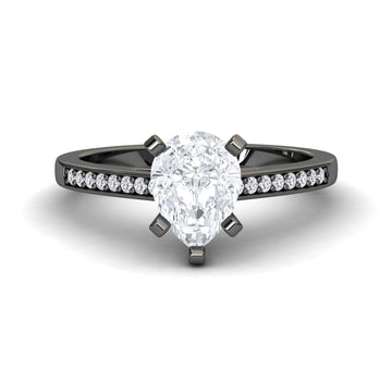 White Diamond Pave Solitaire Engagement Ring - Sutton