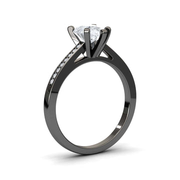 White Diamond Pave Solitaire Engagement Ring - Sutton