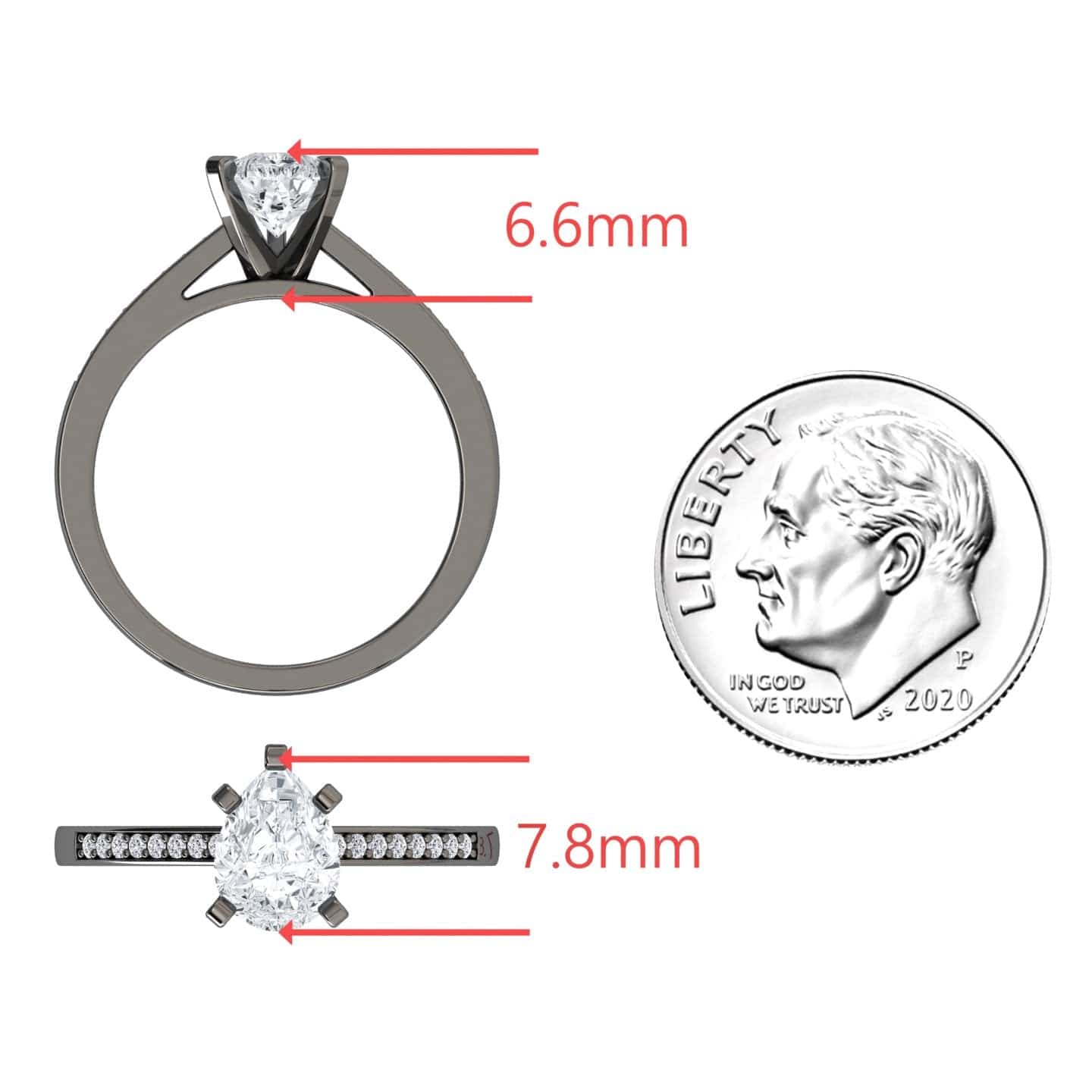 White Diamond Pave Solitaire Engagement Ring - Sutton