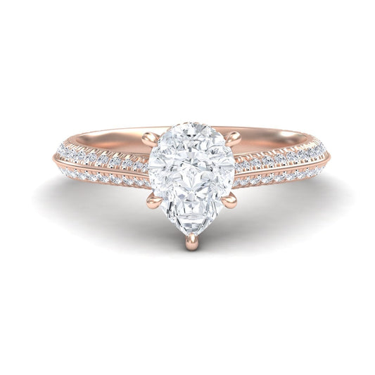 White Diamond Hidden Halo Pave Engagement Ring - Baozhai