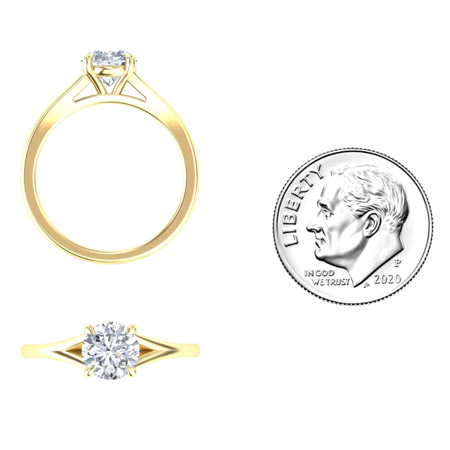 White Diamond Classic Split Shank Solitaire Engagement Ring - Jolie