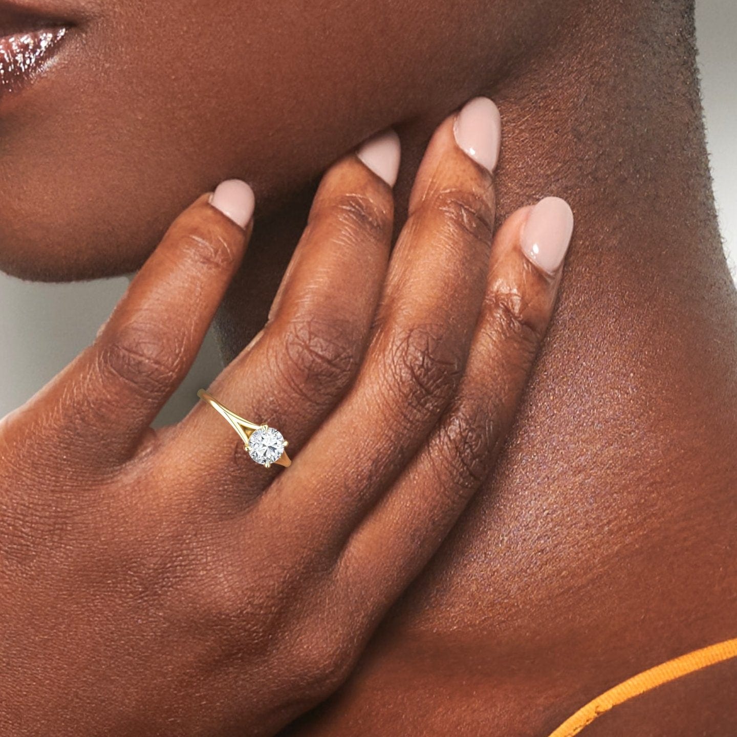 White Diamond Classic Split Shank Solitaire Engagement Ring - Jolie