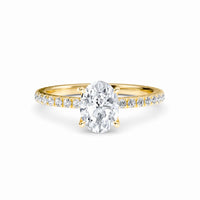 White Diamond Pave Set Four-Prong Solitaire Engagement Ring - Brynlee