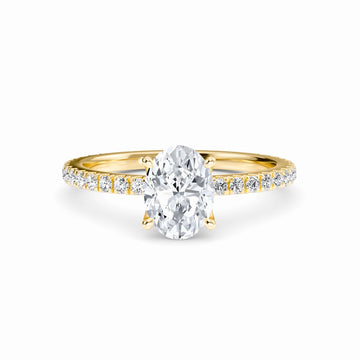 White Diamond Pave Set Four-Prong Solitaire Engagement Ring - Brynlee