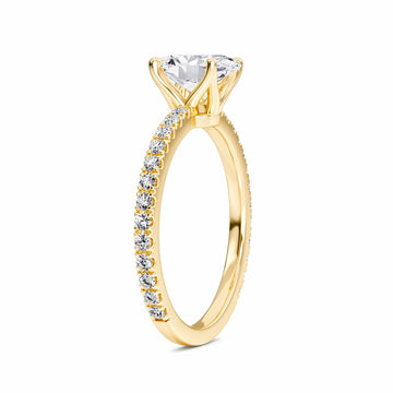 White Diamond Pave Set Four-Prong Solitaire Engagement Ring - Brynlee