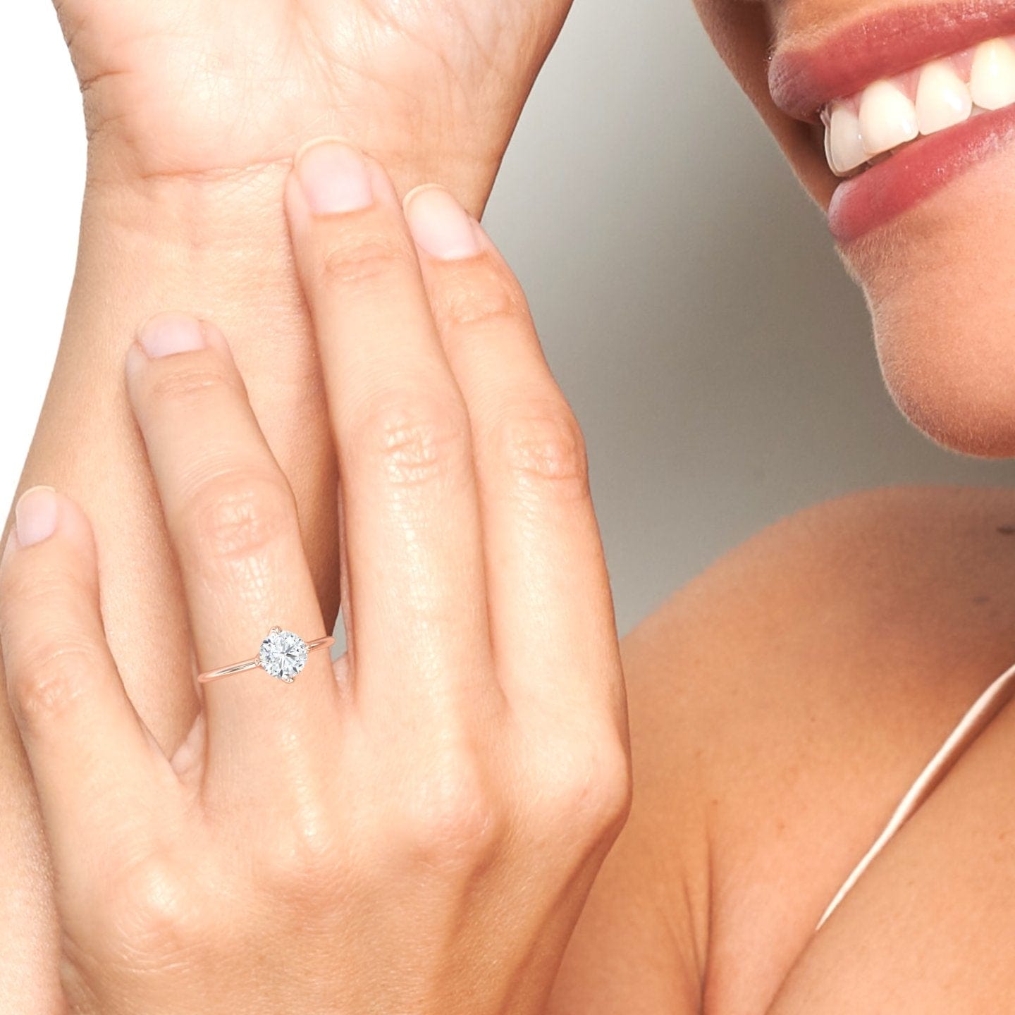 White Diamond V Prong Solitaire Engagement Ring - Srimayi