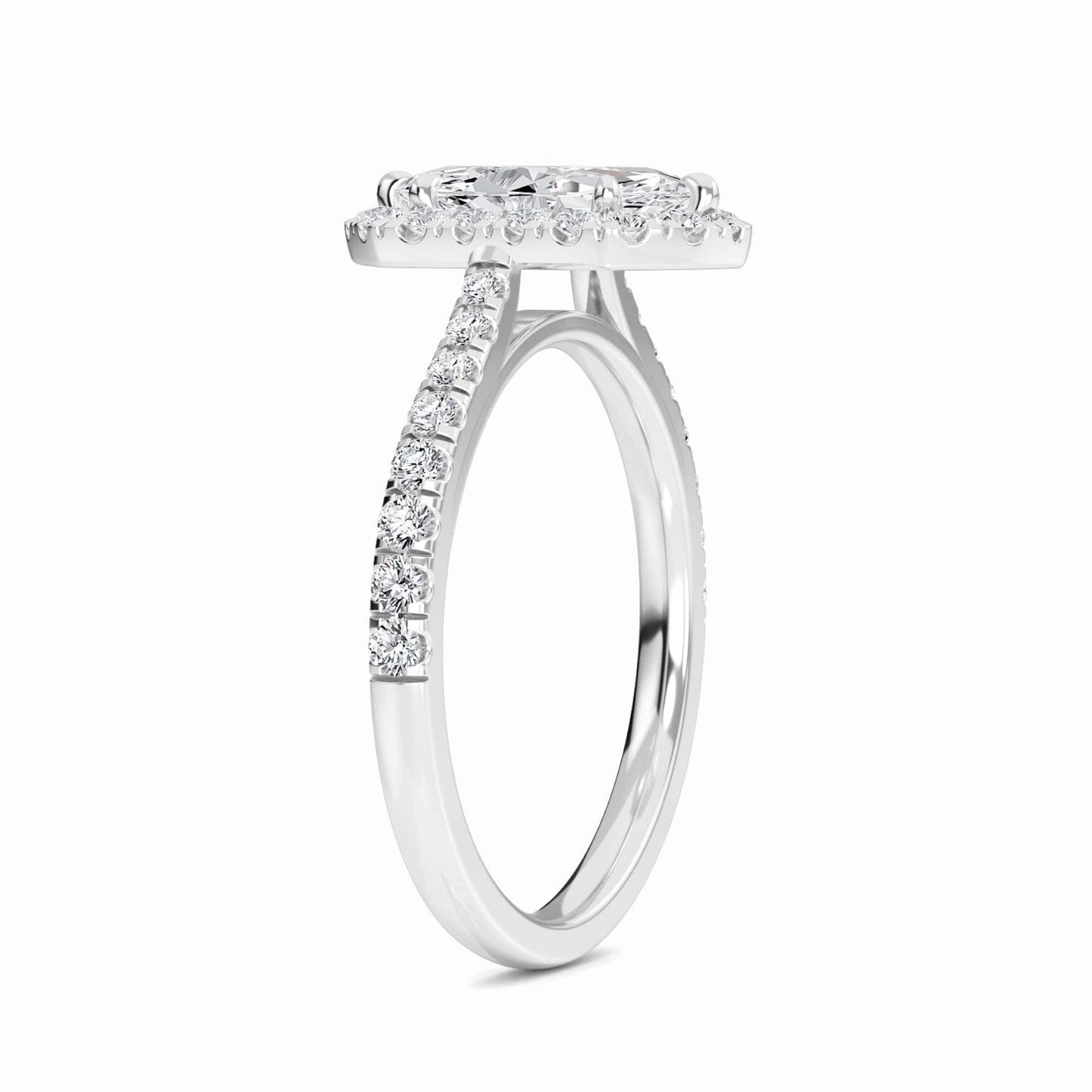 White Diamond Hexagon Halo Engagement Ring - Brighton