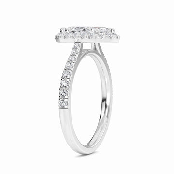White Diamond Hexagon Halo Engagement Ring - Brighton