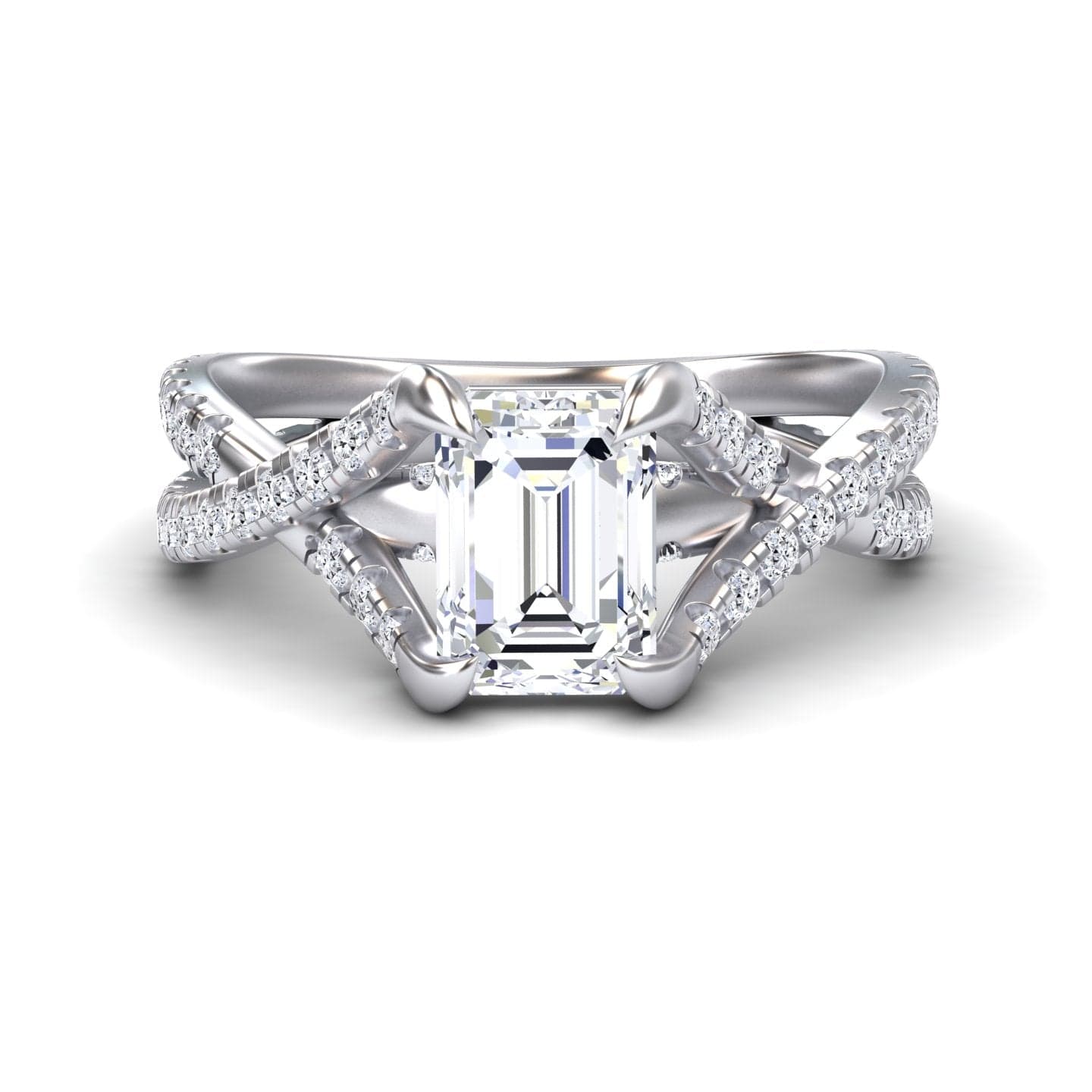 White Diamond Twisted Split Shank Engagement Ring - Brynn