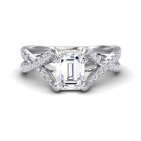 White Diamond Twisted Split Shank Engagement Ring - Brynn