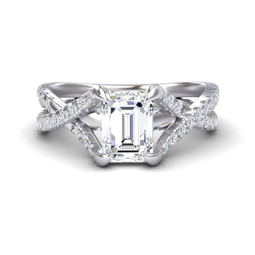 White Diamond Twisted Split Shank Engagement Ring - Brynn