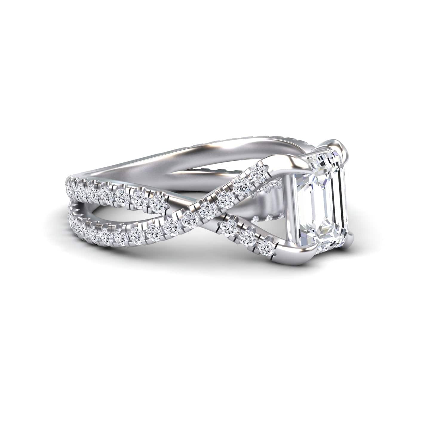 White Diamond Twisted Split Shank Engagement Ring - Brynn