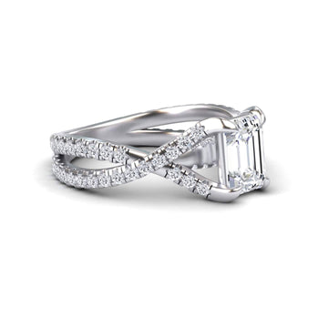 White Diamond Twisted Split Shank Engagement Ring - Brynn