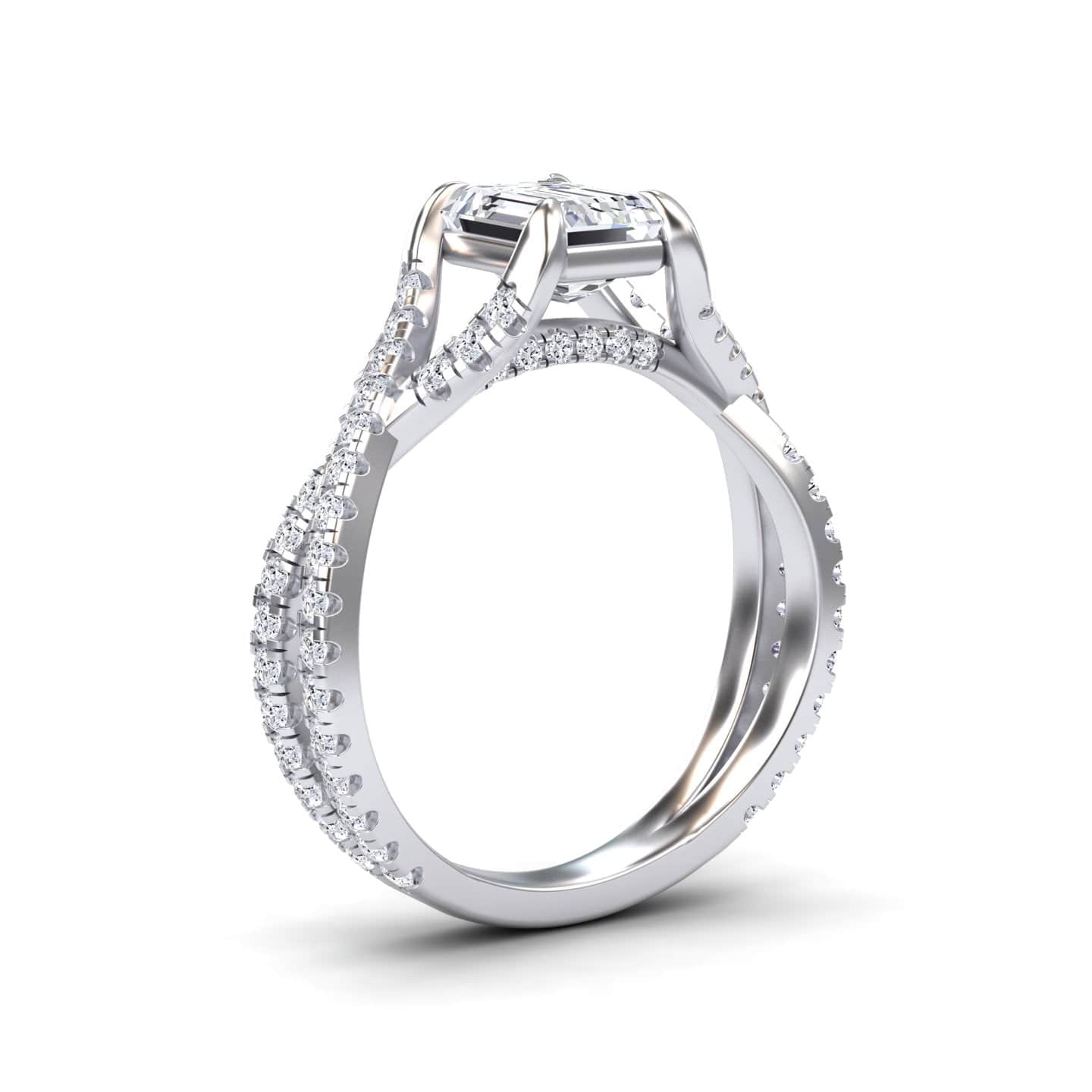 White Diamond Twisted Split Shank Engagement Ring - Brynn
