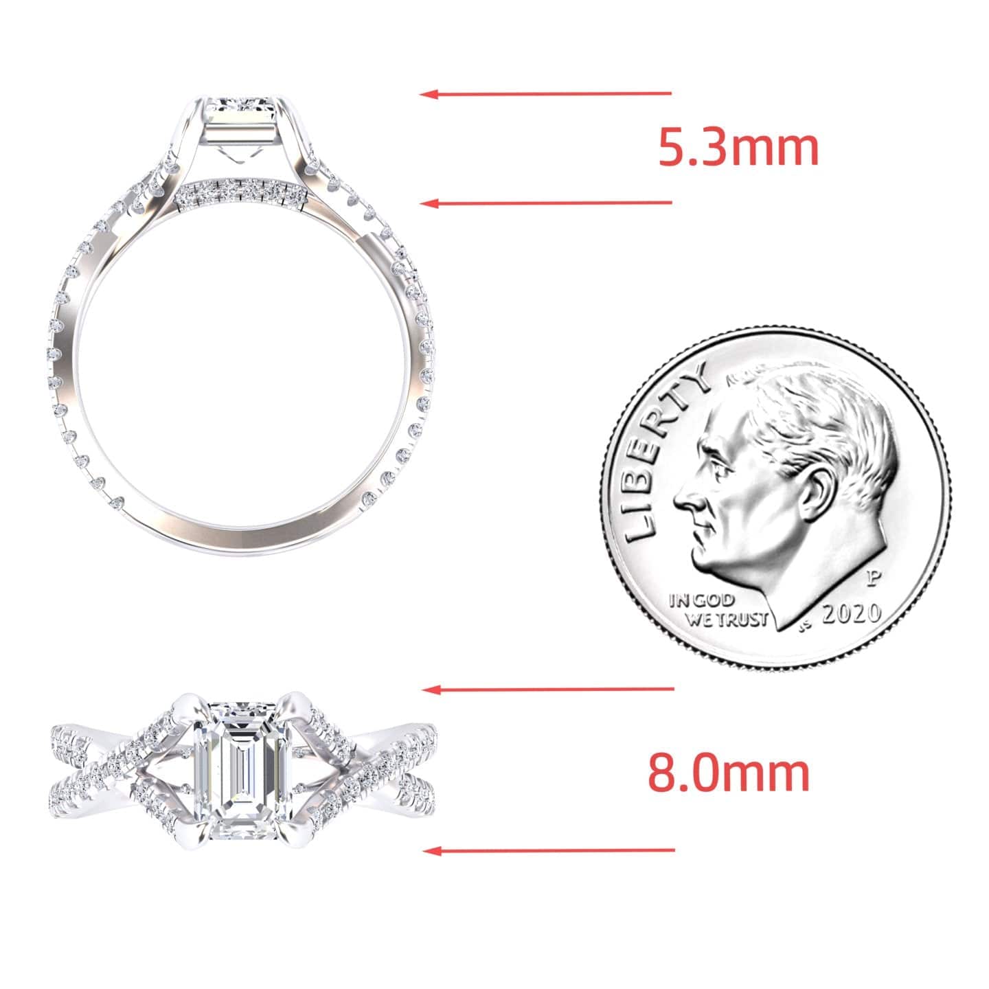 White Diamond Twisted Split Shank Engagement Ring - Brynn