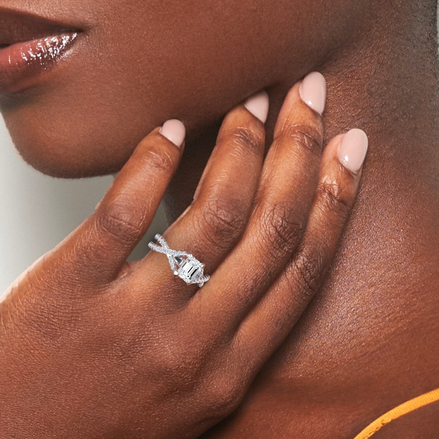 White Diamond Twisted Split Shank Engagement Ring - Brynn