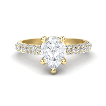 White Diamond Hidden Halo Pave Engagement Ring - Chuntao
