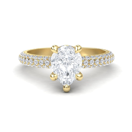 White Diamond Hidden Halo Pave Engagement Ring - Chuntao