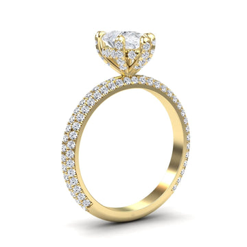 White Diamond Hidden Halo Pave Engagement Ring - Chuntao