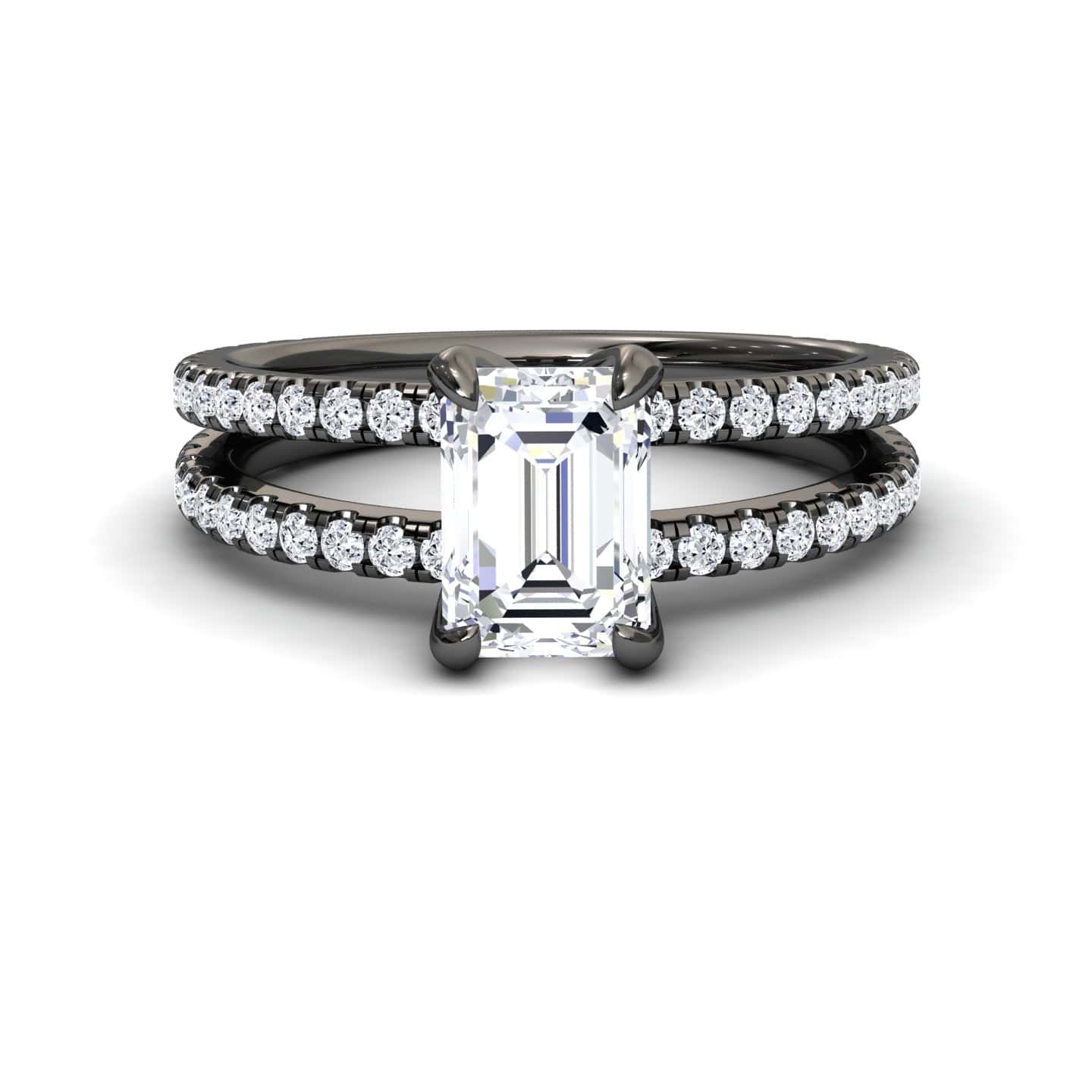 White Diamond split shank Pave-set Engagement Ring - Annabelle