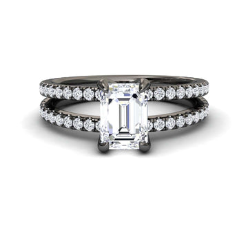 White Diamond split shank Pave-set Engagement Ring - Annabelle