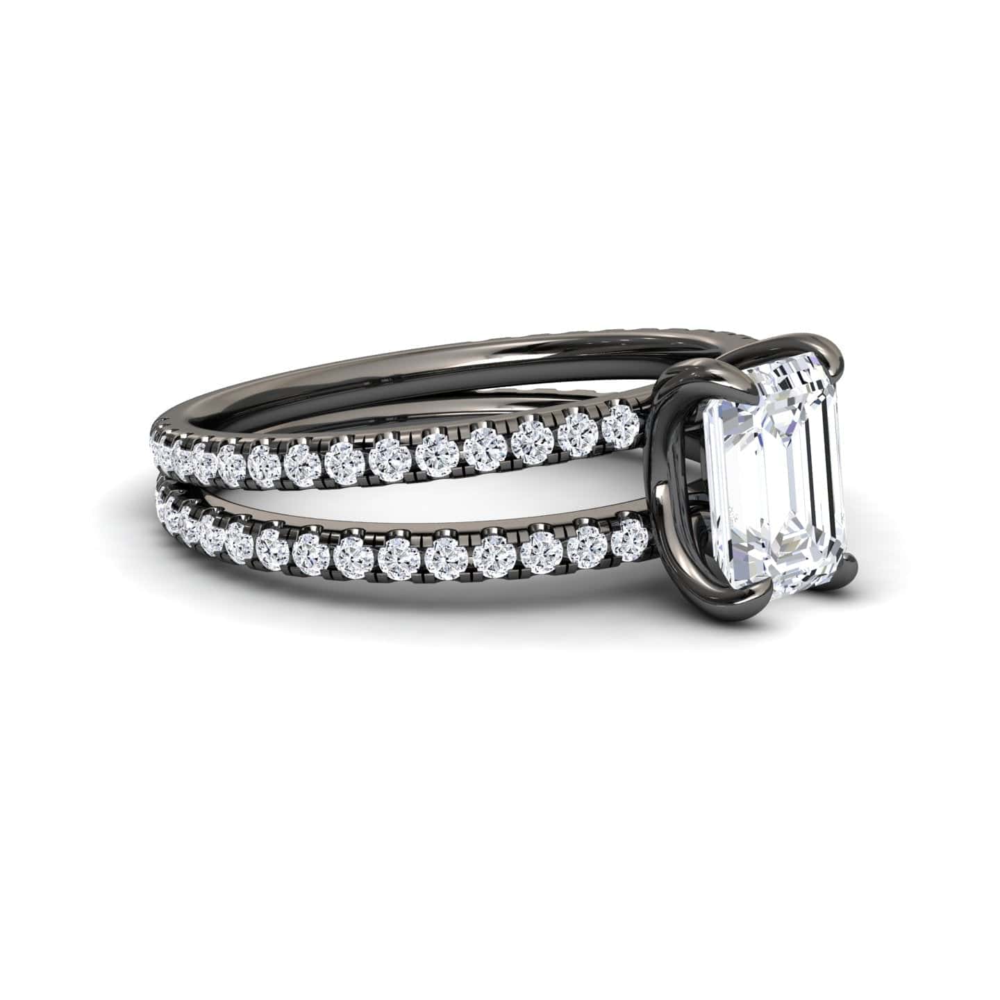 White Diamond split shank Pave-set Engagement Ring - Annabelle