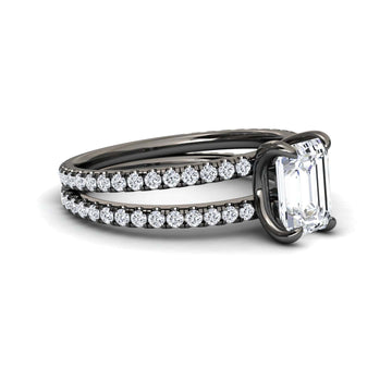 White Diamond split shank Pave-set Engagement Ring - Annabelle