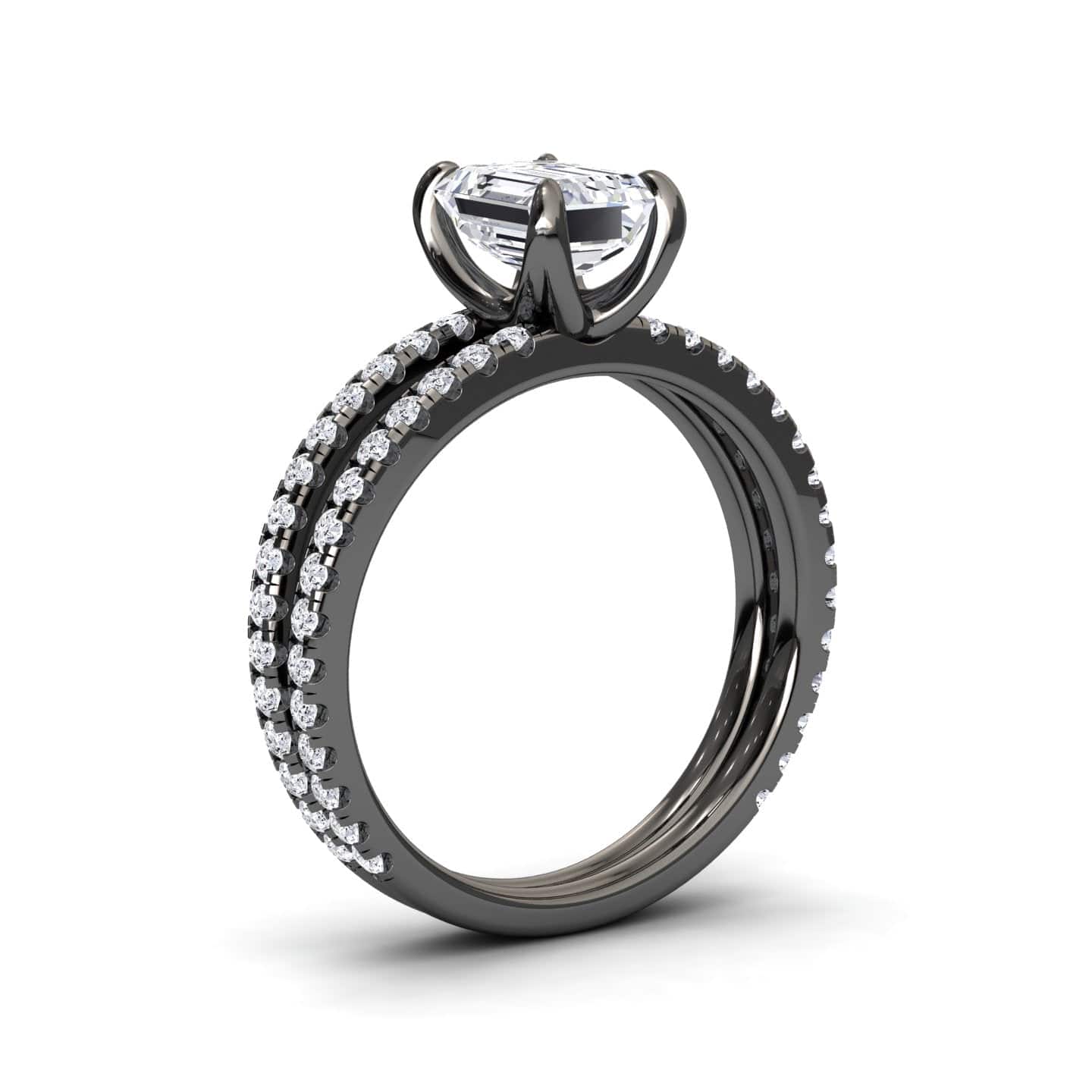 White Diamond split shank Pave-set Engagement Ring - Annabelle