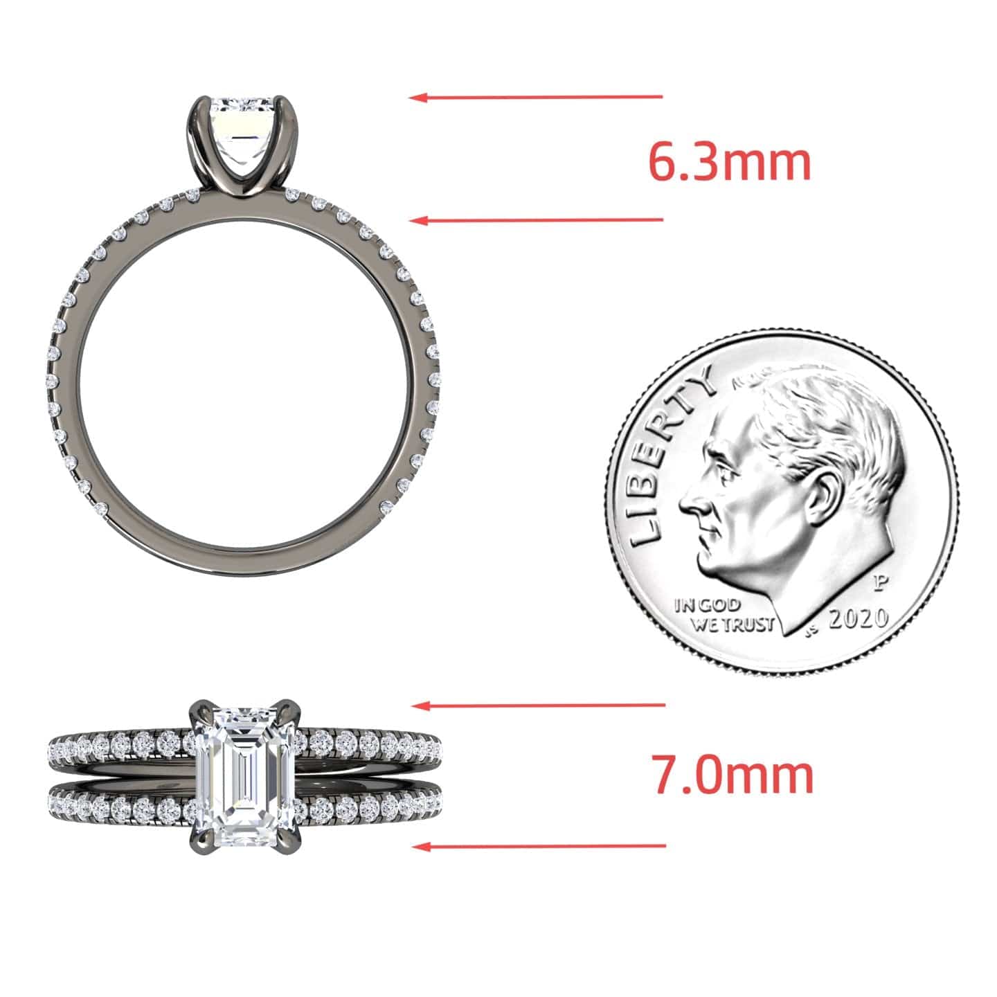 White Diamond split shank Pave-set Engagement Ring - Annabelle