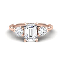 White Diamond Minimalist Three-Stone Engagement Ring - Destiny
