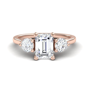 White Diamond Minimalist Three-Stone Engagement Ring - Destiny
