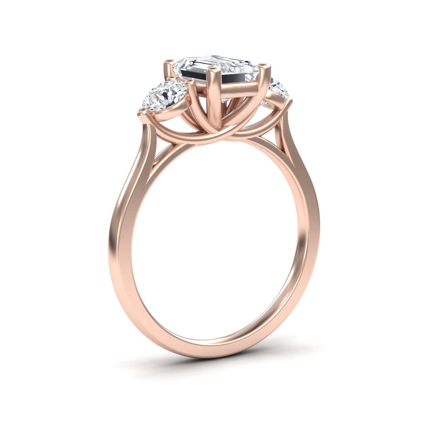 White Diamond Minimalist Three-Stone Engagement Ring - Destiny