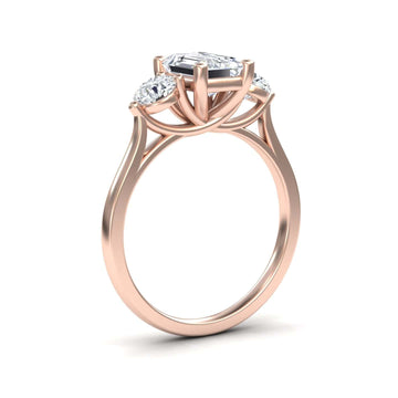 White Diamond Minimalist Three-Stone Engagement Ring - Destiny