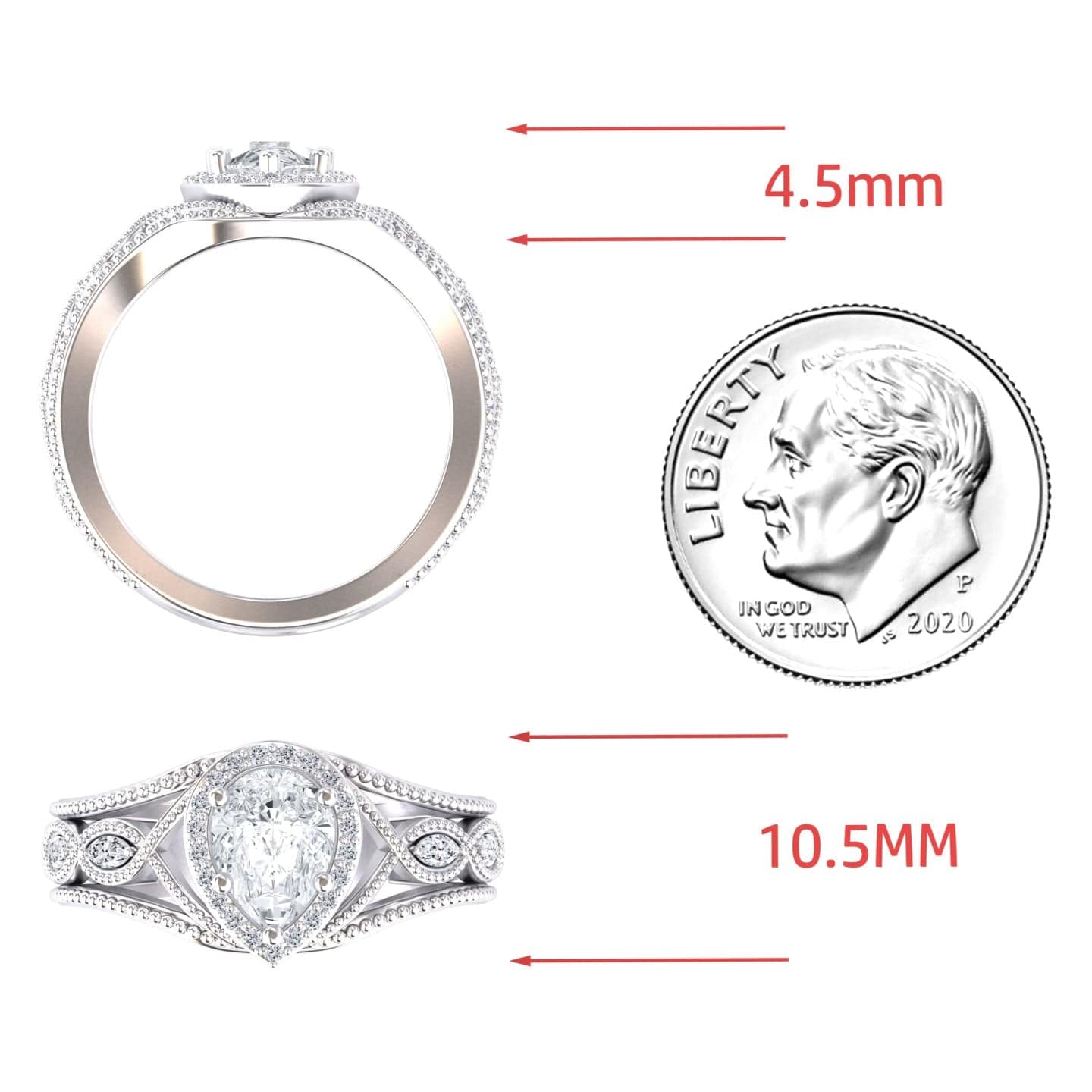 White Diamond Vintage-Inspired Halo Milgrain Marquise Accented Engagement Ring - Angela