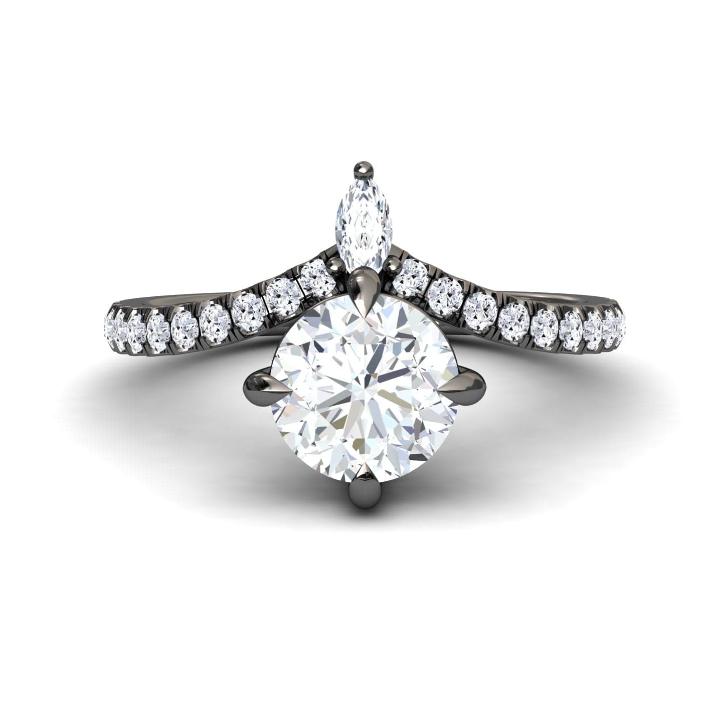 White Diamond Tiara-Inspired Engagement Ring - Aarohi