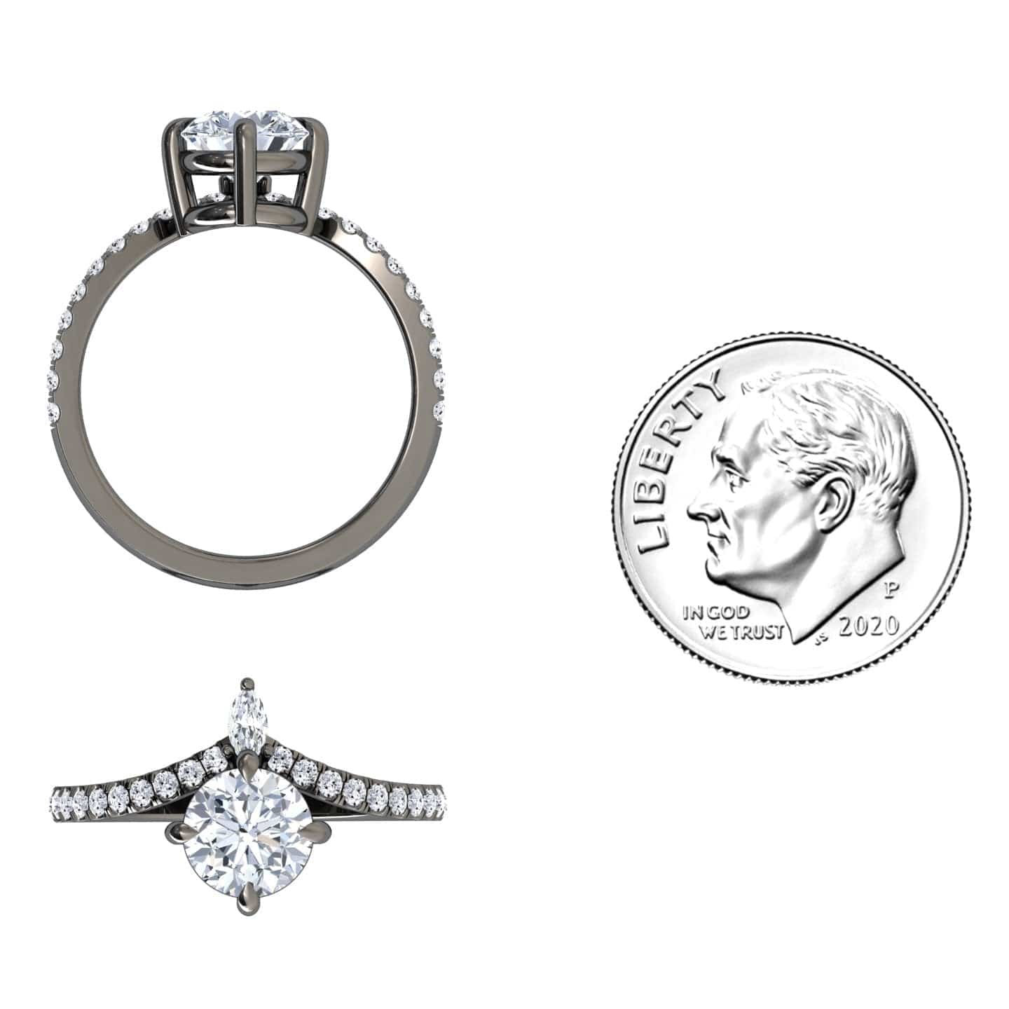 White Diamond Tiara-Inspired Engagement Ring - Aarohi