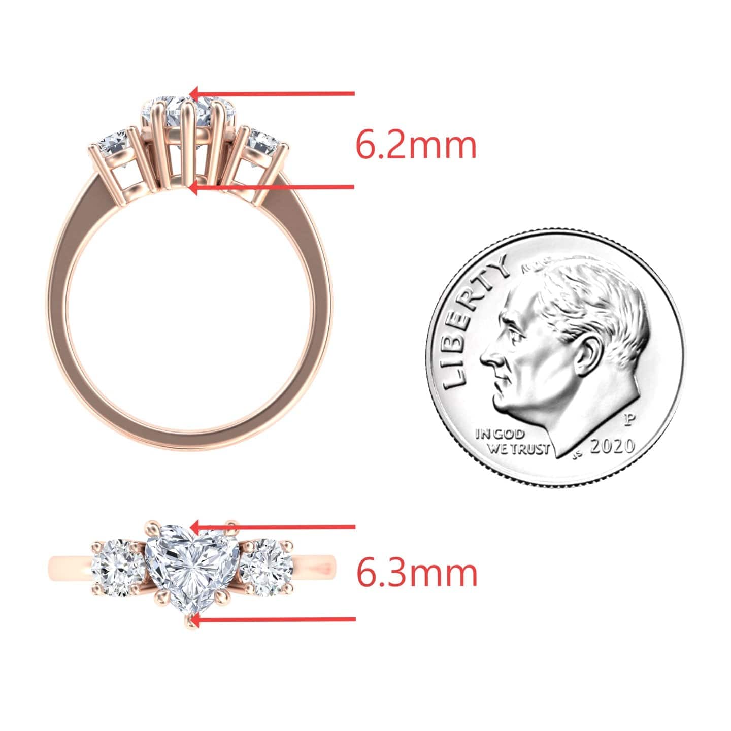 White Diamond Classic Three Stone Engagement Ring - Anastasia