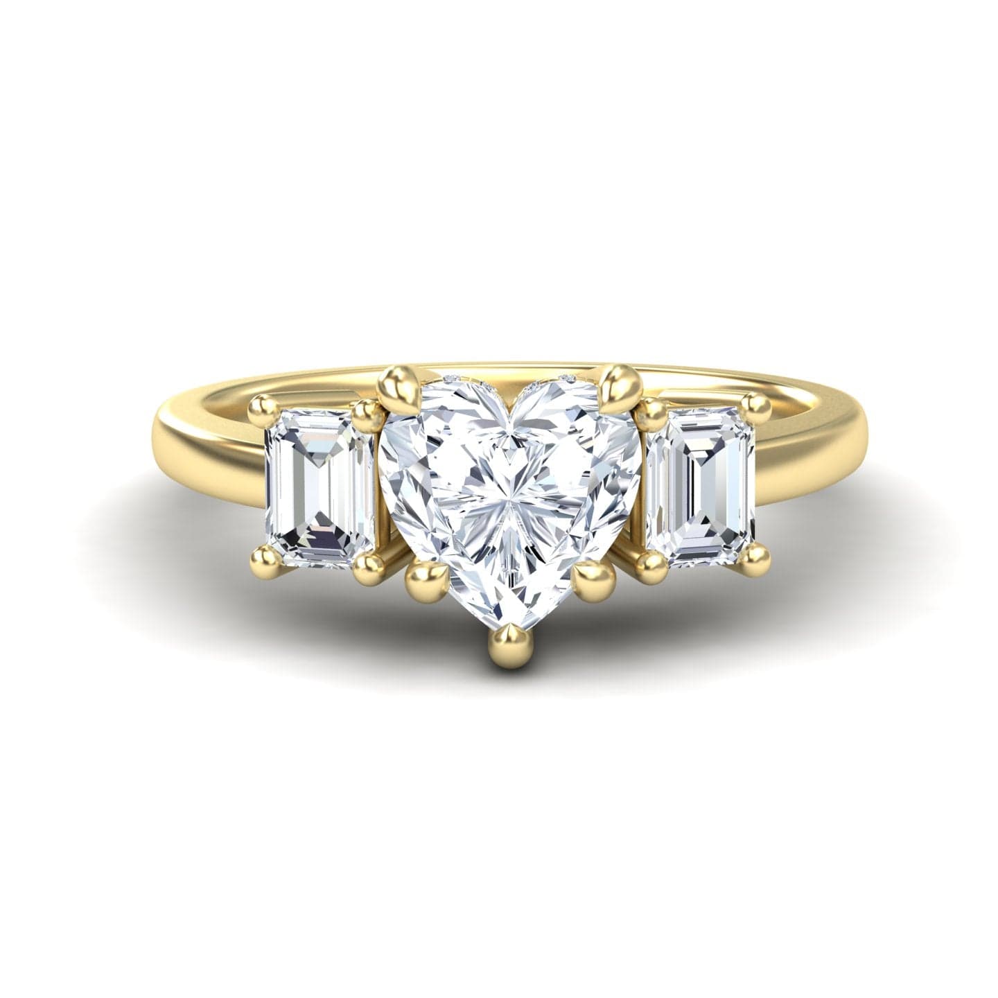 White Diamond Hidden Halo Three Stone Engagement Ring - Katie