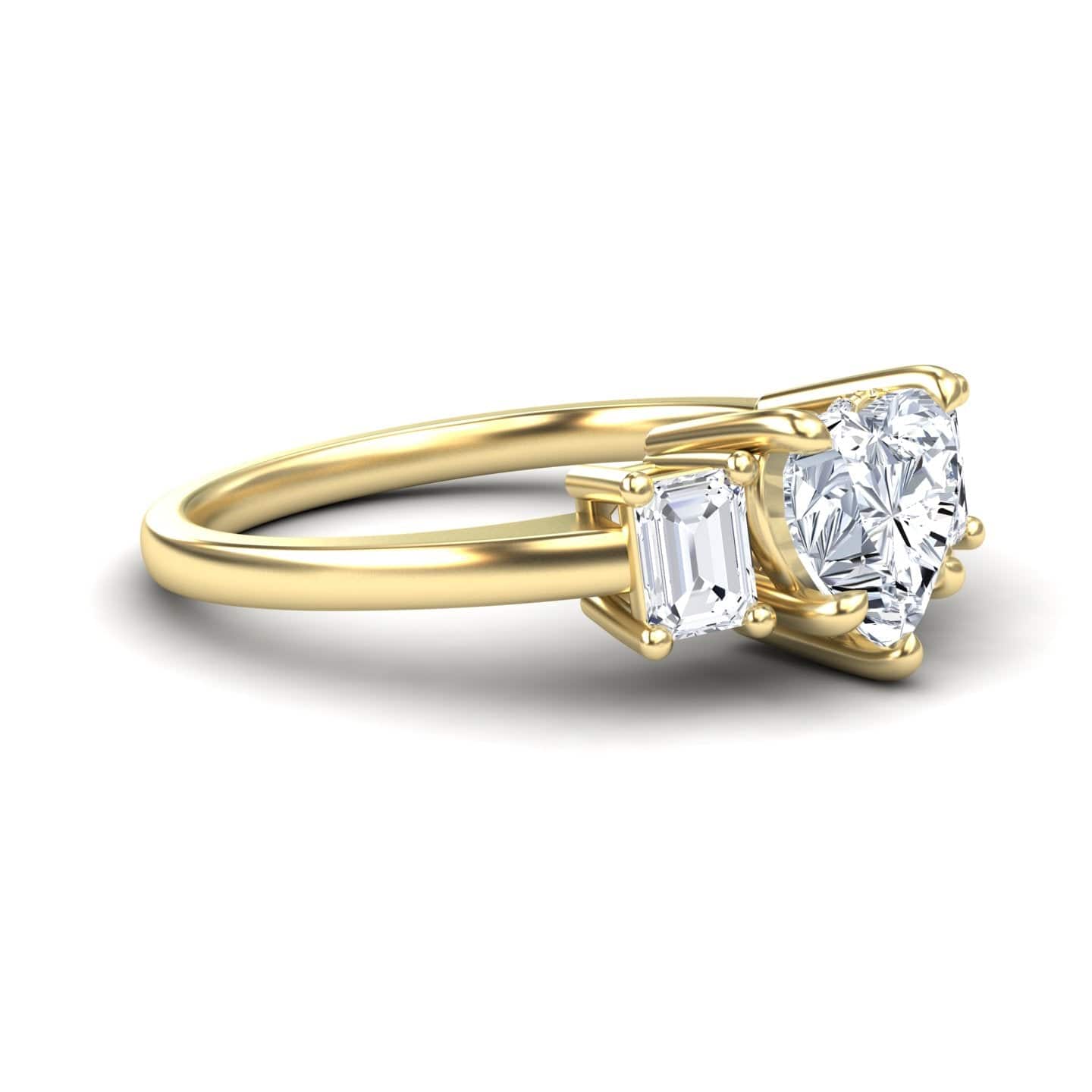 White Diamond Hidden Halo Three Stone Engagement Ring - Katie