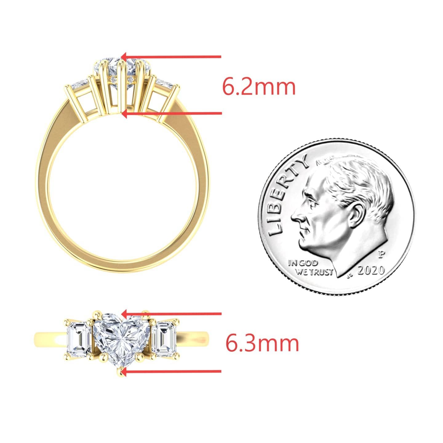 White Diamond Hidden Halo Three Stone Engagement Ring - Katie