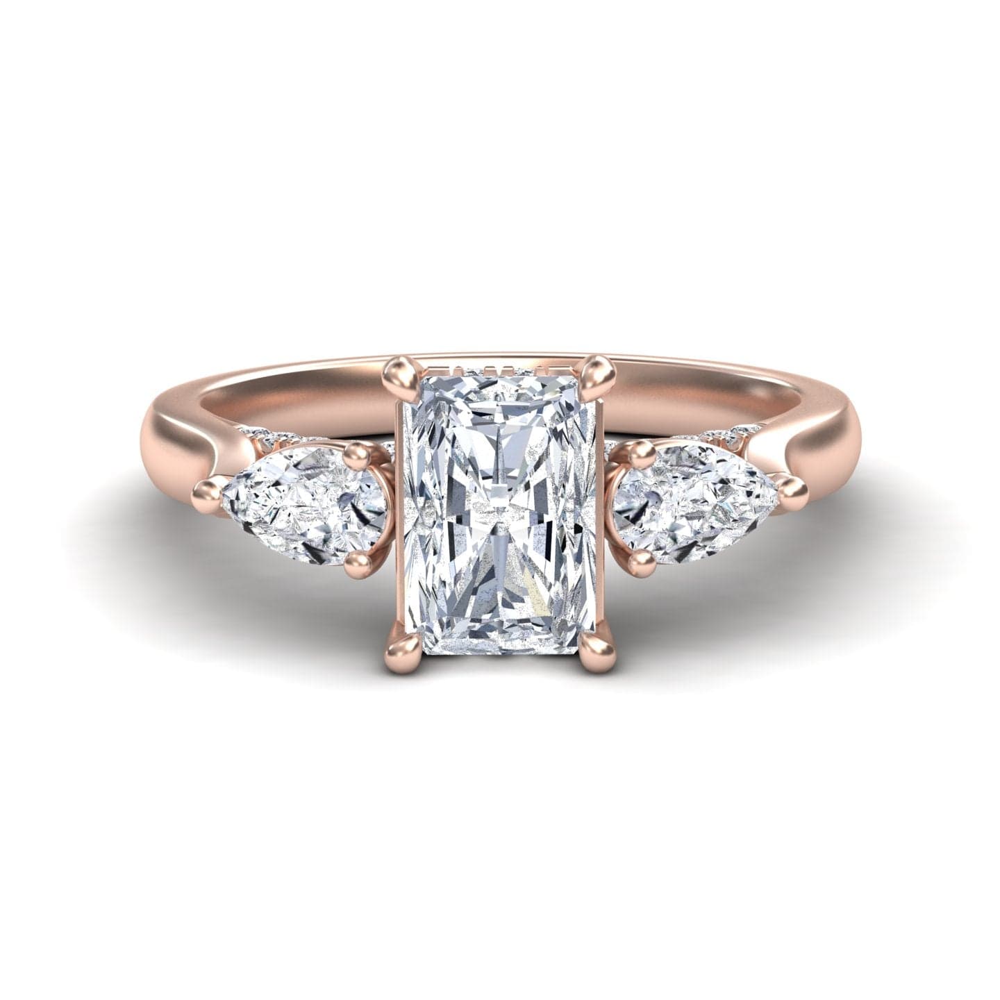 White Diamond Elegant Three Stone Engagement Ring - Heidi