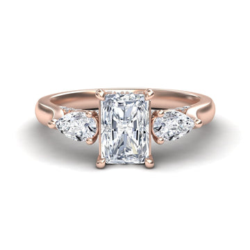 White Diamond Elegant Three Stone Engagement Ring - Heidi