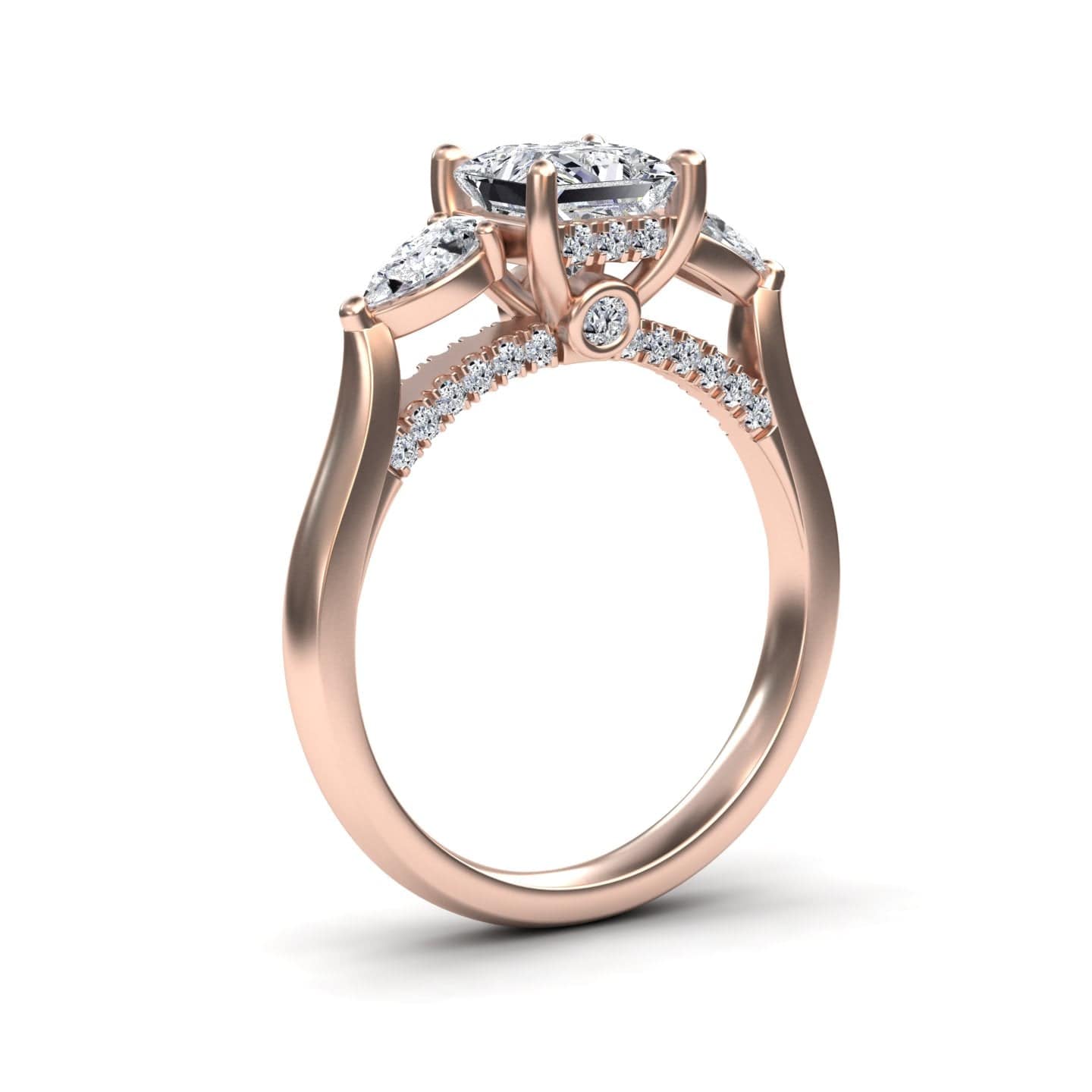 White Diamond Elegant Three Stone Engagement Ring - Heidi