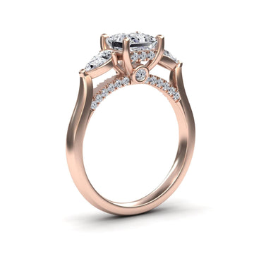 White Diamond Elegant Three Stone Engagement Ring - Heidi